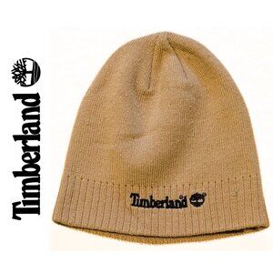 Timberland Men's Beanie Hat, Gold/Tan Color, One Size, Embroidered Black Logo